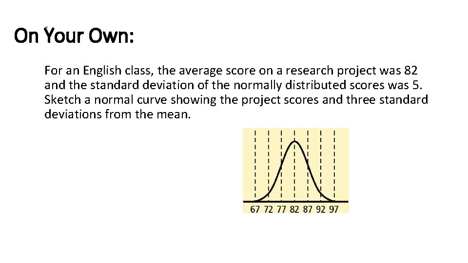 On Your Own: For an English class, the average score on a research project On Your Own: For an English class, the average score on a research project