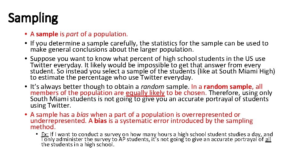 Sampling • A sample is part of a population. • If you determine a Sampling • A sample is part of a population. • If you determine a