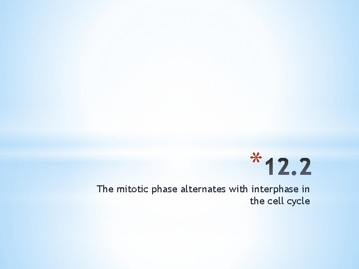 * The mitotic phase alternates with interphase in the cell cycle 