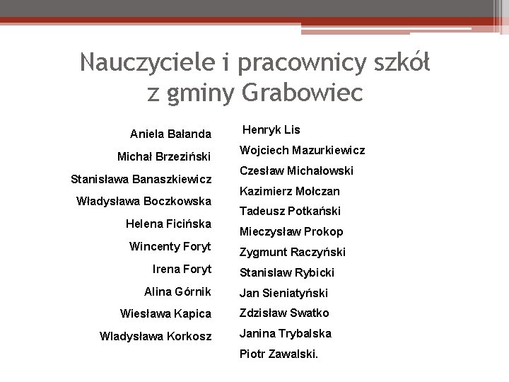 Nauczyciele i pracownicy szkół z gminy Grabowiec Aniela Bałanda Michał Brzeziński Stanisława Banaszkiewicz Władysława