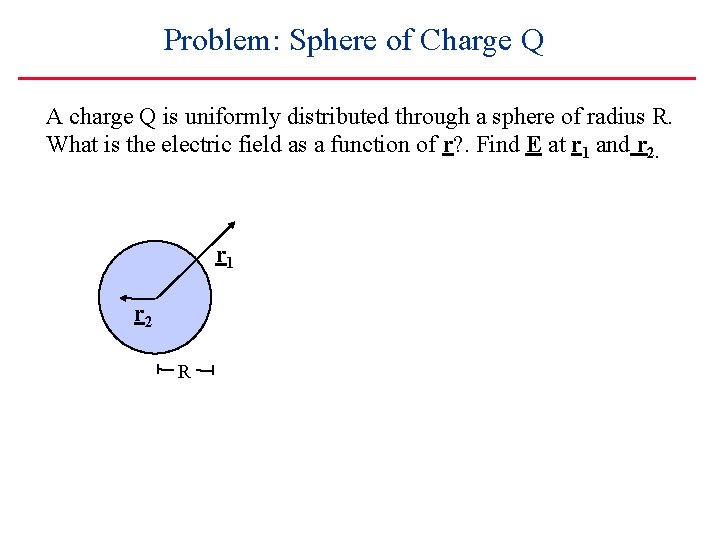 Problem: Sphere of Charge Q A charge Q is uniformly distributed through a sphere