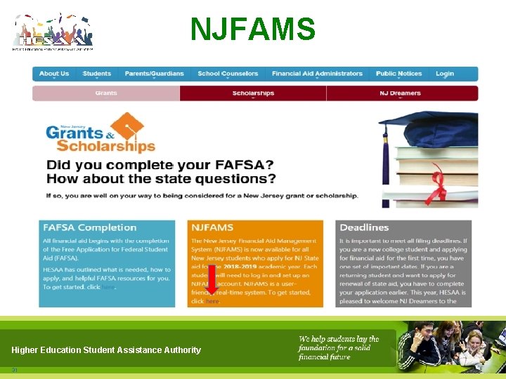 NJFAMS Higher Education Student Assistance Authority 31 