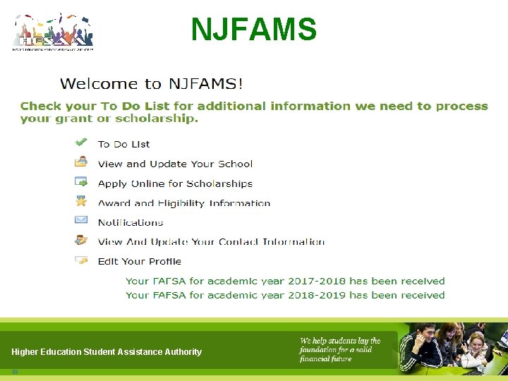 NJFAMS Higher Education Student Assistance Authority 33 