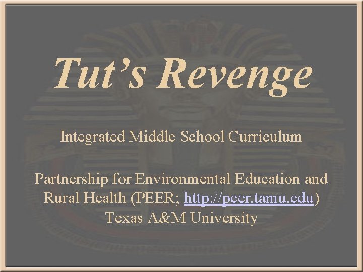 Tut’s Revenge Integrated Middle School Curriculum Partnership for Environmental Education and Rural Health (PEER;