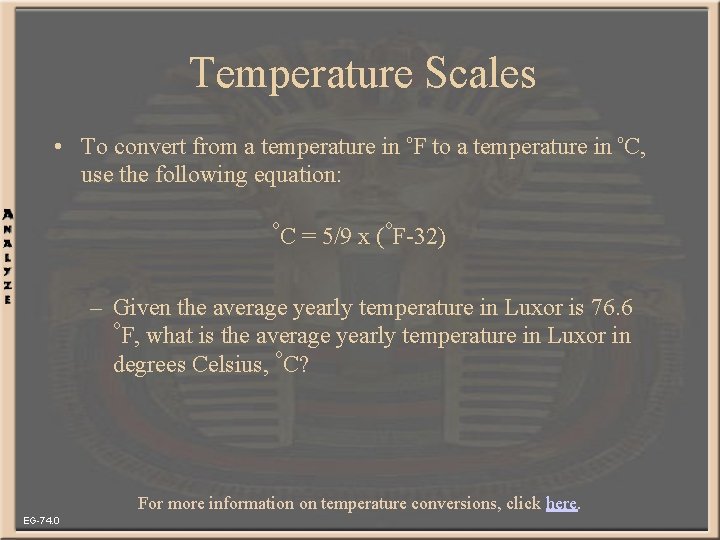 Temperature Scales • To convert from a temperature in o. F to a temperature