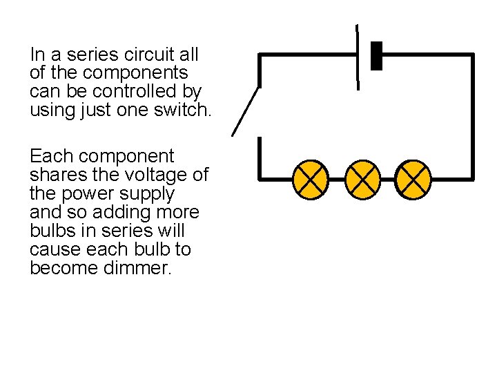 In a series circuit all of the components can be controlled by using just
