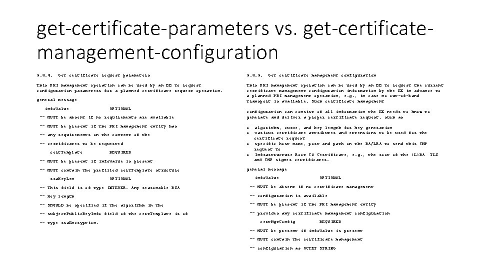 get-certificate-parameters vs. get-certificatemanagement-configuration 5. 4. 4. Get certificate request parameters This PKI management operation