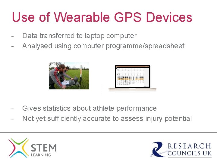 Use of Wearable GPS Devices - Data transferred to laptop computer Analysed using computer