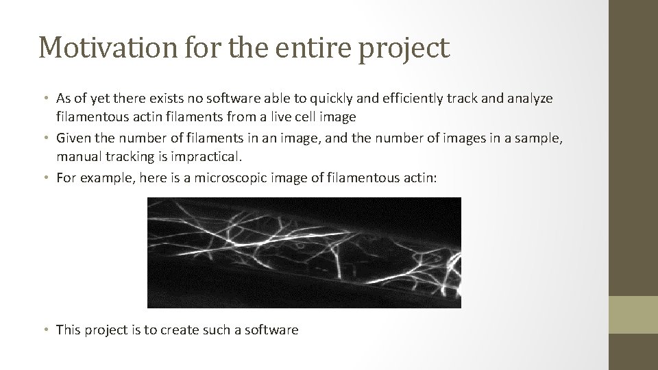 Motivation for the entire project • As of yet there exists no software able