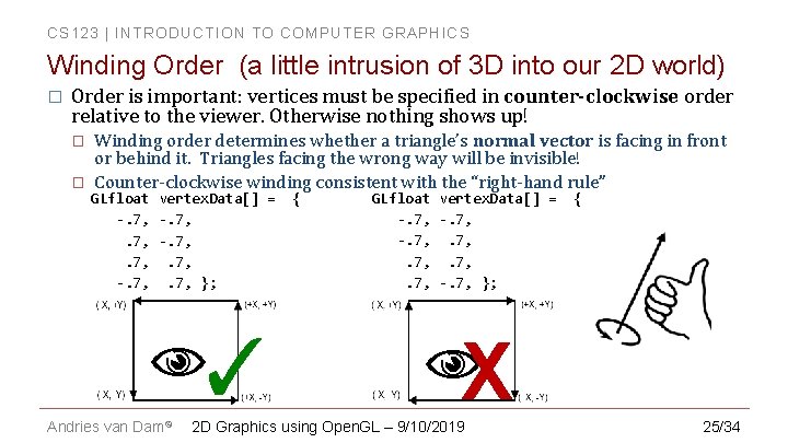 CS 123 | INTRODUCTION TO COMPUTER GRAPHICS Winding Order (a little intrusion of 3