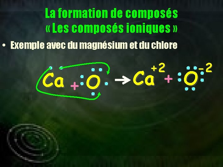 La formation de composés « Les composés ioniques » • Exemple avec du magnésium