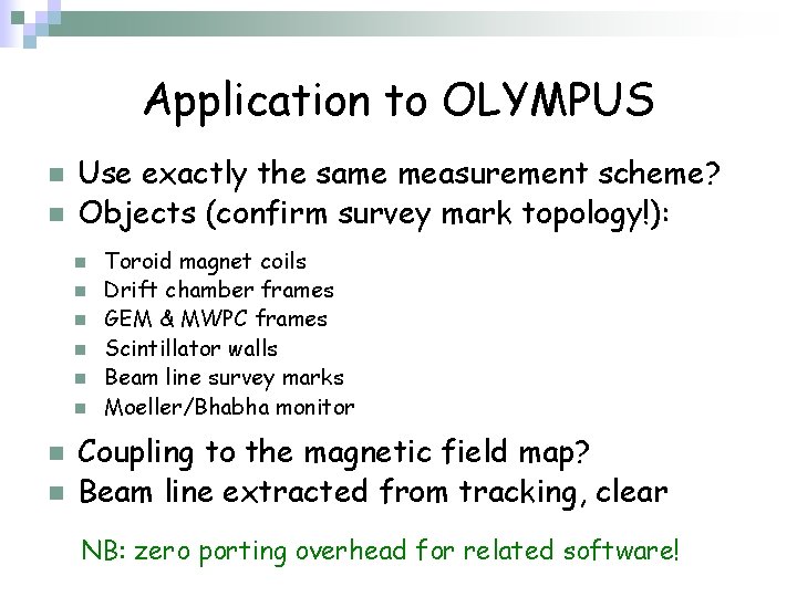 Application to OLYMPUS n n Use exactly the same measurement scheme? Objects (confirm survey Application to OLYMPUS n n Use exactly the same measurement scheme? Objects (confirm survey