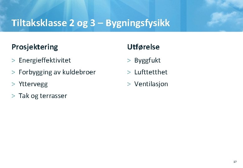 Tiltaksklasse 2 og 3 – Bygningsfysikk Prosjektering Utførelse > Energieffektivitet > Byggfukt > Forbygging