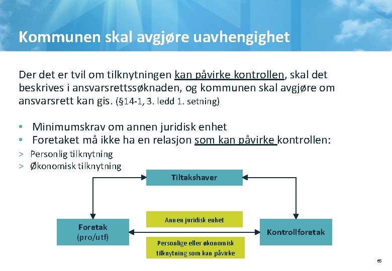 Kommunen skal avgjøre uavhengighet Der det er tvil om tilknytningen kan påvirke kontrollen, skal