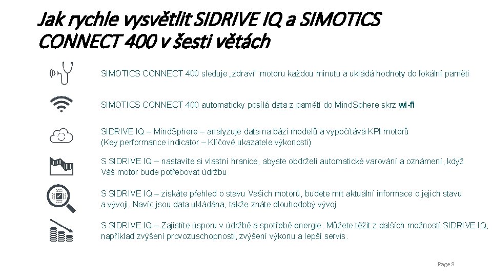 Jak rychle vysvětlit SIDRIVE IQ a SIMOTICS CONNECT 400 v šesti větách SIMOTICS CONNECT