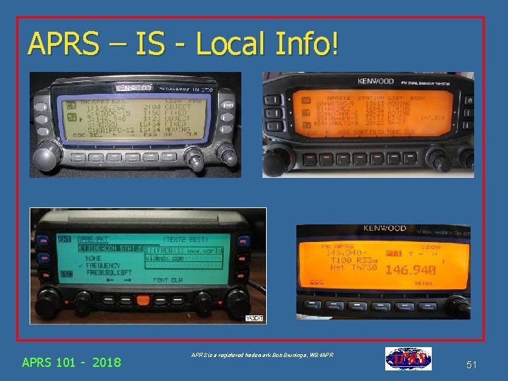 APRS – IS - Local Info! APRS 101 - 2018 APRS is a registered
