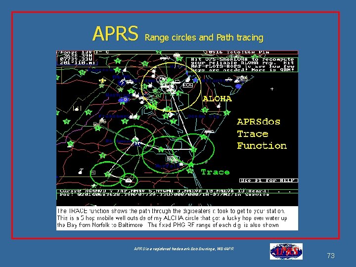 APRS Range circles and Path tracing APRS is a registered trademark Bob Bruninga, WB