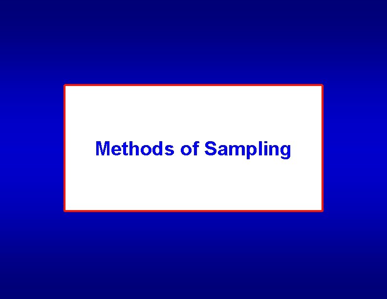 Methods of Sampling 