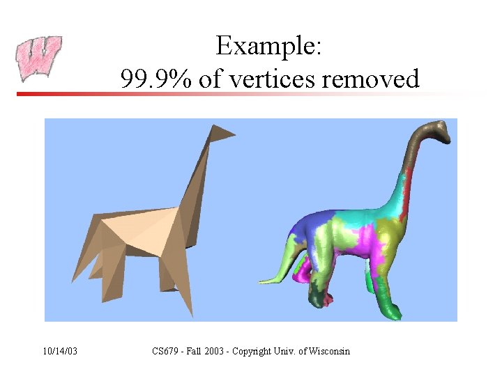 Example: 99. 9% of vertices removed 10/14/03 CS 679 - Fall 2003 - Copyright