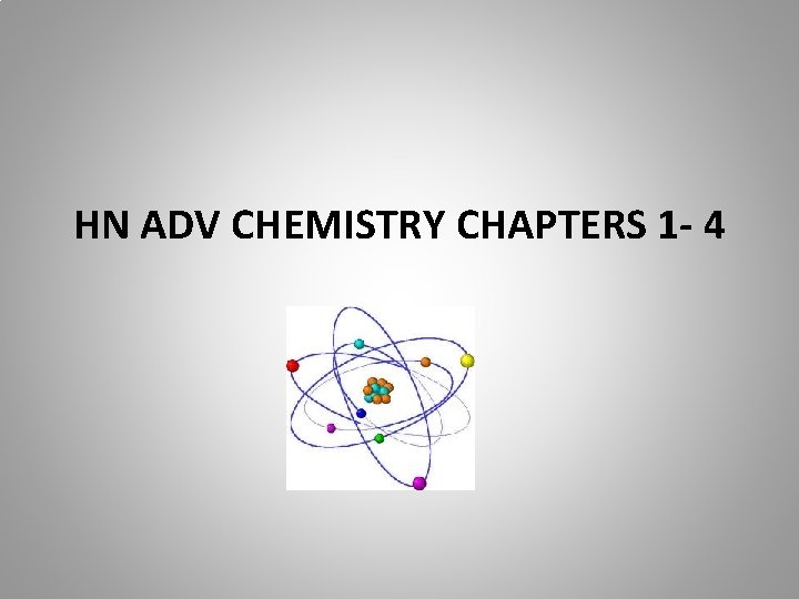 HN ADV CHEMISTRY CHAPTERS 1 - 4 