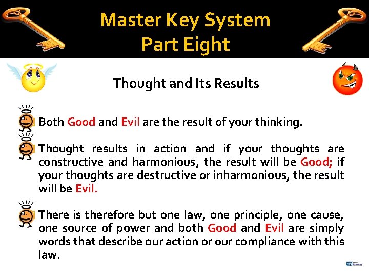 Master Key System Part Eight Thought and Its Results � Both Good and Evil