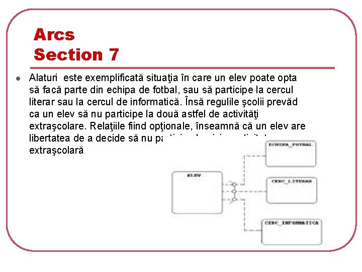 Arcs Section 7 l Alaturi este exemplificată situaţia în care un elev poate opta