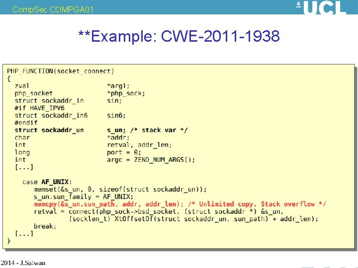 Comp. Sec COMPGA 01 **Example: CWE-2011 -1938 49 Nicolas T. Courtois, 2009 -2018 