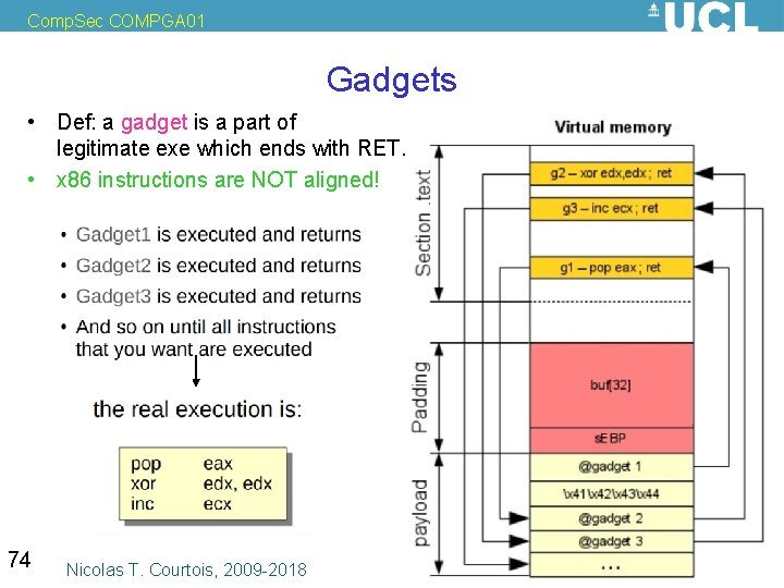 Comp. Sec COMPGA 01 Gadgets • Def: a gadget is a part of legitimate