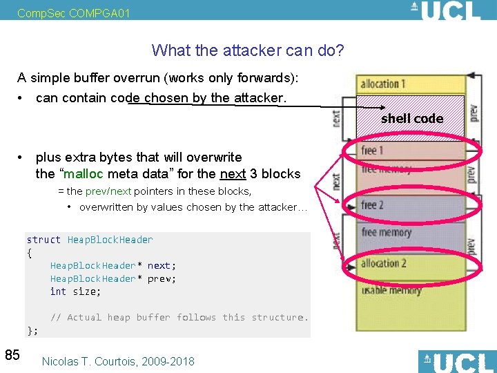 Comp. Sec COMPGA 01 What the attacker can do? A simple buffer overrun (works