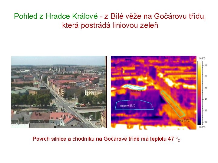 Pohled z Hradce Králové - z Bílé věže na Gočárovu třídu, která postrádá liniovou