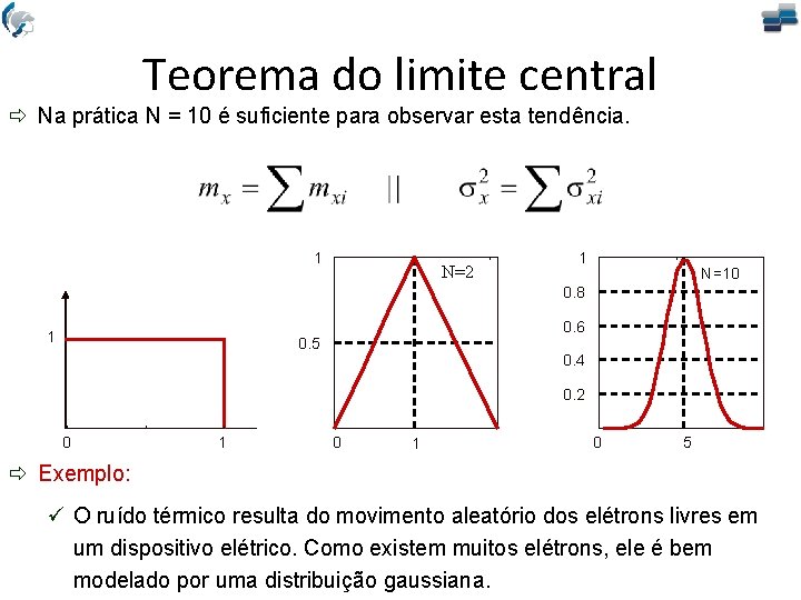 Teorema do limite central ð Na prática N = 10 é suficiente para observar Teorema do limite central ð Na prática N = 10 é suficiente para observar