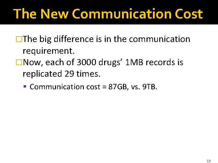 The New Communication Cost �The big difference is in the communication requirement. �Now, each