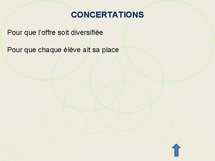 CONCERTATIONS Pour que l’offre soit diversifiée Pour que chaque élève ait sa place 