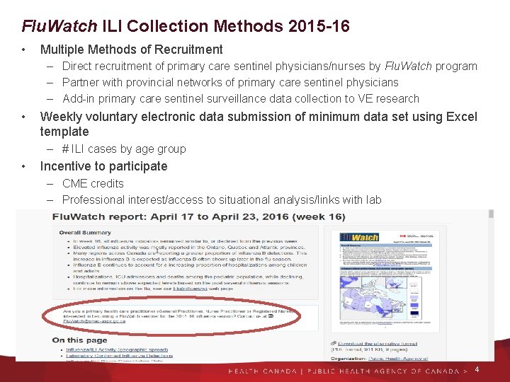 Flu. Watch ILI Collection Methods 2015 -16 • Multiple Methods of Recruitment – Direct