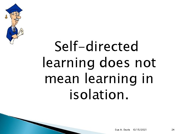 Self-directed learning does not mean learning in isolation. Sue A. Davis 6/15/2021 24 
