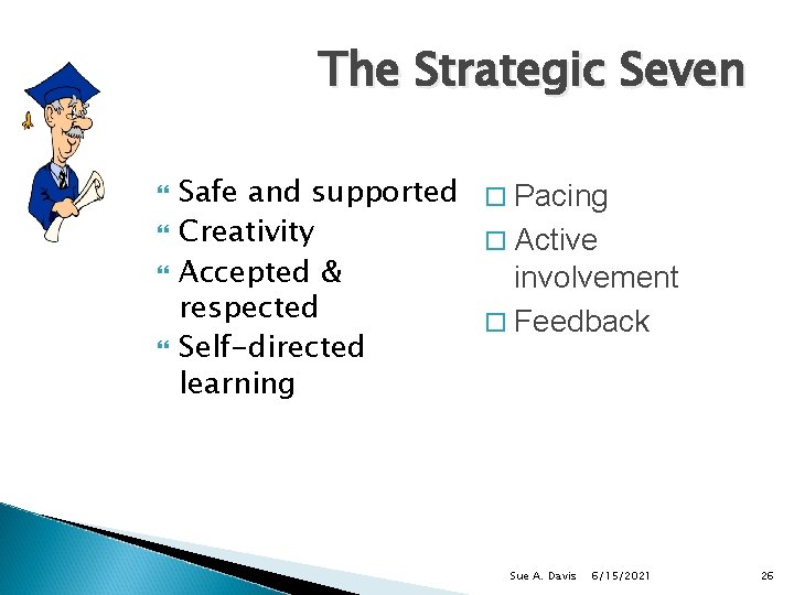 The Strategic Seven Safe and supported o Pacing Creativity o Active Accepted & involvement