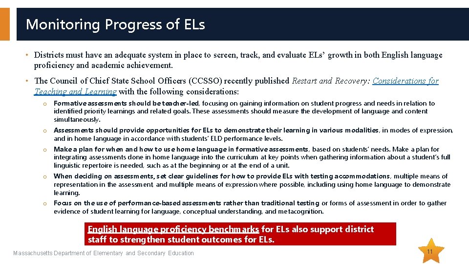 Monitoring Progress of ELs • Districts must have an adequate system in place to Monitoring Progress of ELs • Districts must have an adequate system in place to
