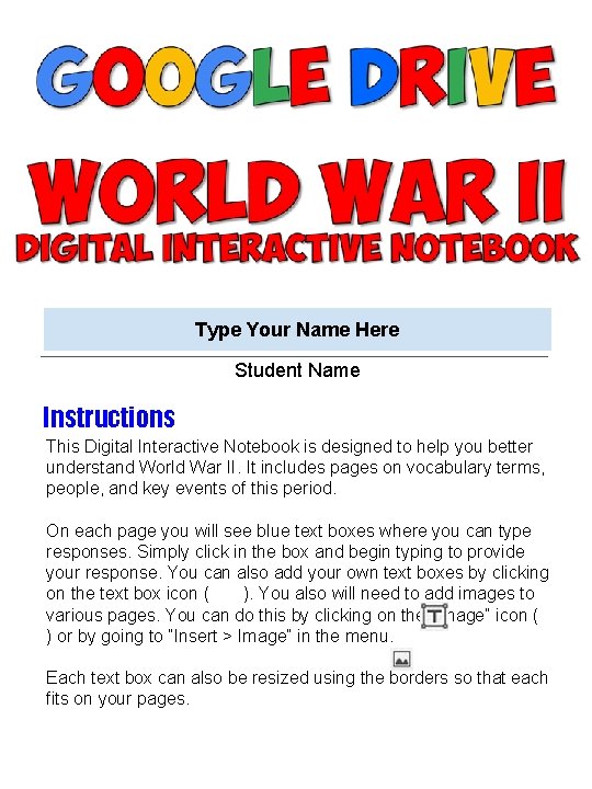 Type Your Name Here Student Name Instructions This Digital Interactive Notebook is designed to