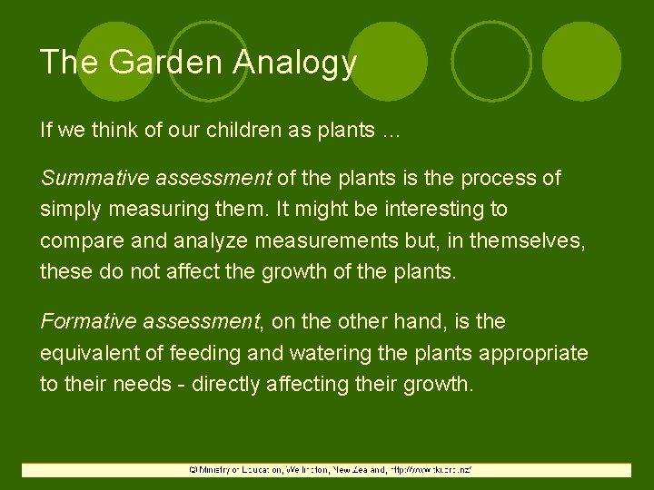 The Garden Analogy If we think of our children as plants … Summative assessment
