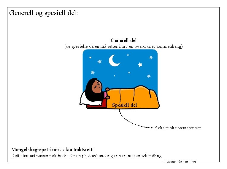 Generell og spesiell del: Generell del (de spesielle delen må settes inn i en