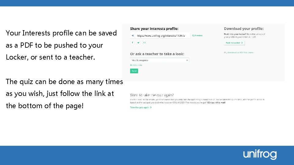Your Interests profile can be saved as a PDF to be pushed to your