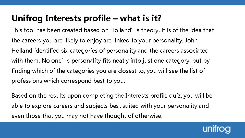 Unifrog Interests profile – what is it? This tool has been created based on