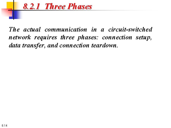 8. 2. 1 Three Phases The actual communication in a circuit-switched network requires three