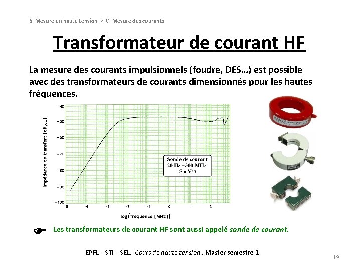 6. Mesure en haute tension > C. Mesure des courants Transformateur de courant HF