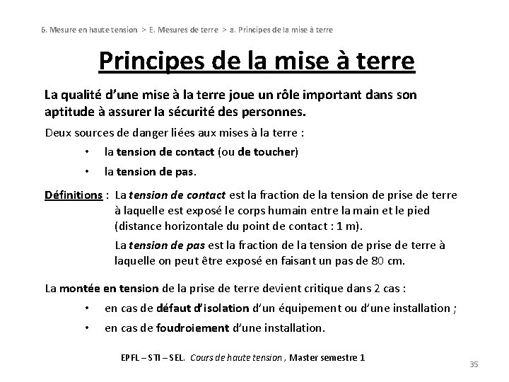 6. Mesure en haute tension > E. Mesures de terre > a. Principes de