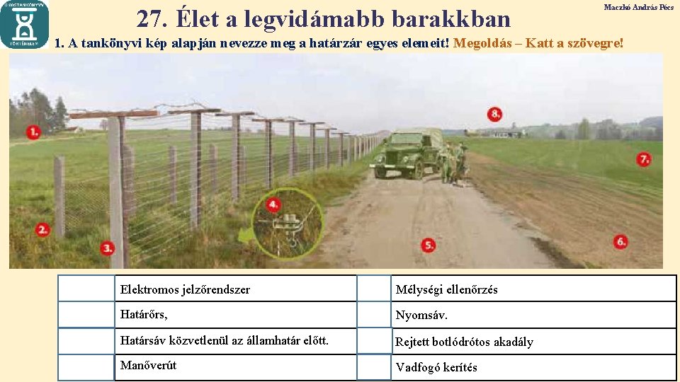 27. Élet a legvidámabb barakkban Maczkó András Pécs 1. A tankönyvi kép alapján nevezze