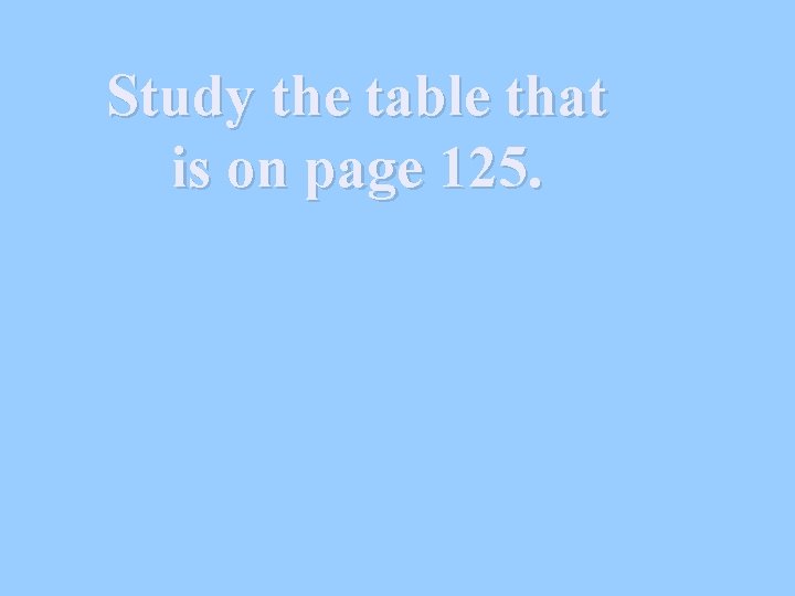 Study the table that is on page 125. 