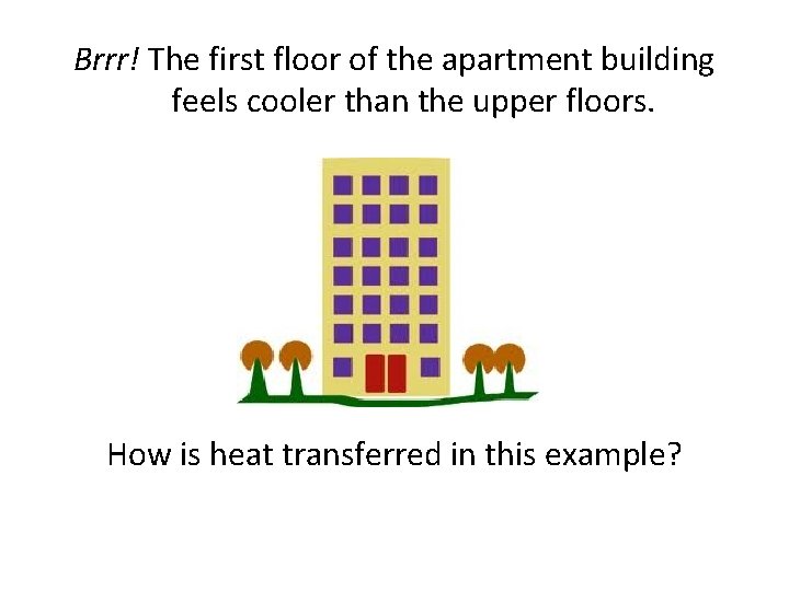 Brrr! The first floor of the apartment building feels cooler than the upper floors.