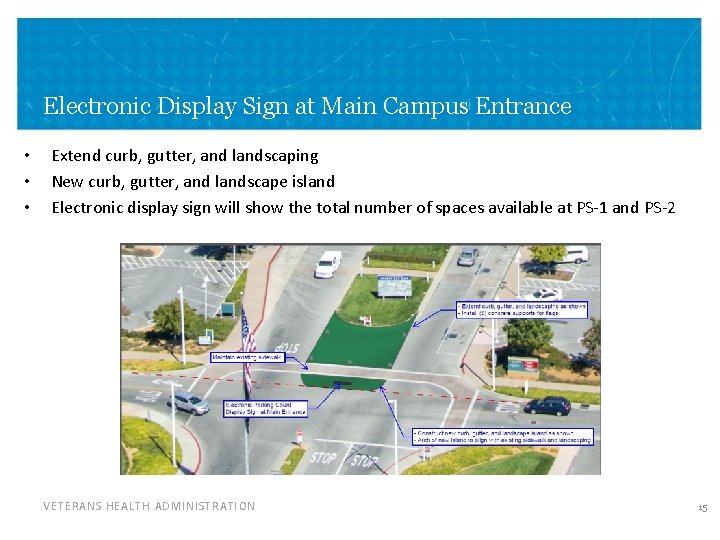 Electronic Display Sign at Main Campus Entrance • • • Extend curb, gutter, and