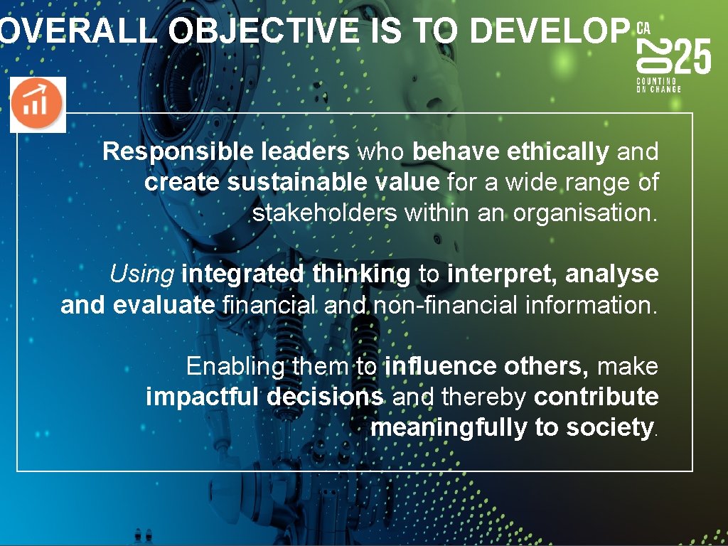 OVERALL OBJECTIVE IS TO DEVELOP Responsible leaders who behave ethically and create sustainable value